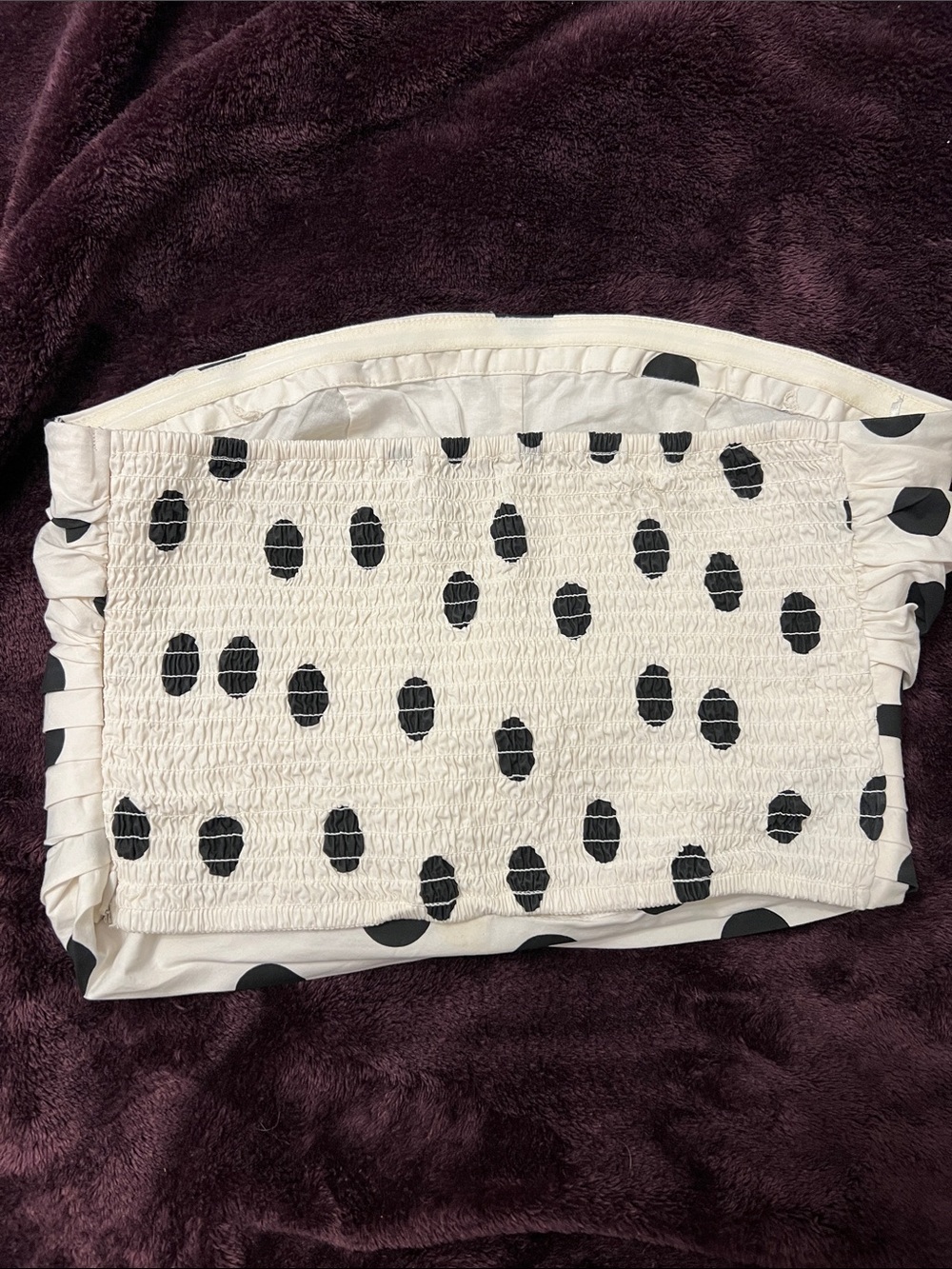 LOFT Black and White Polka Dot Strapless Crop Top - Picture 2 of 4